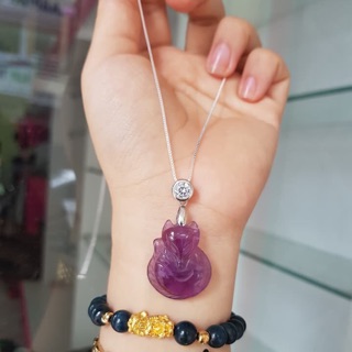 Dây chuyền bạc mặt hồ ly thạch anh tím