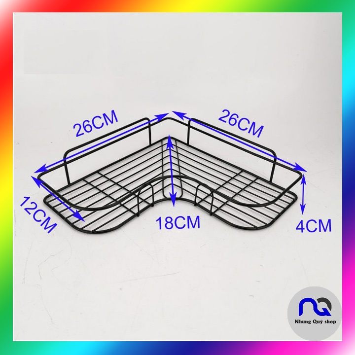 Kệ góc nhà tắm dán tường siêu chắc chắn - Giá góc sắt để đồ nhà tắm, bếp không khoan đục tiện ích