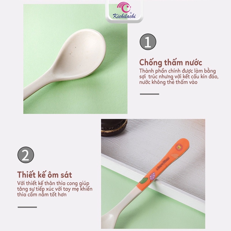 Thìa Ăn Dặm Sợi Tre Kichilachi-dụng Cụ Tập Ăn Cho Bé - Mã Thìa 101, 103 ,104, 105, 106