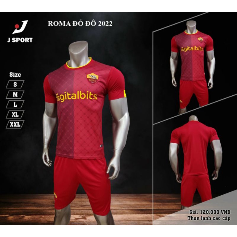 BỘ ĐỒ ĐÁ BANH AS ROMA ĐỎ ĐÔ MỚI NHẤT 2022_2023