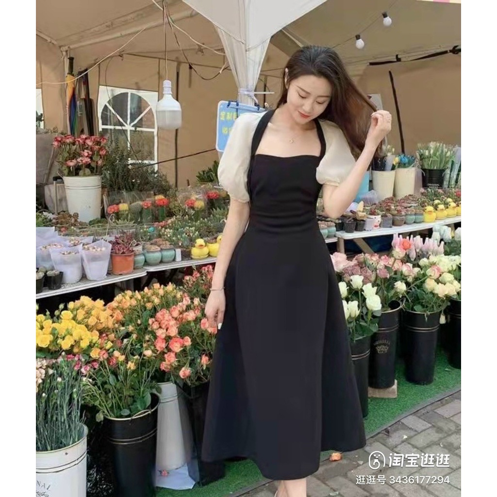 Đầm dự tiệc váy trắng nữ thiết kế cổ vuông tay phồng lịch sự nhẹ nhàng sang trọng Kawaii Mise