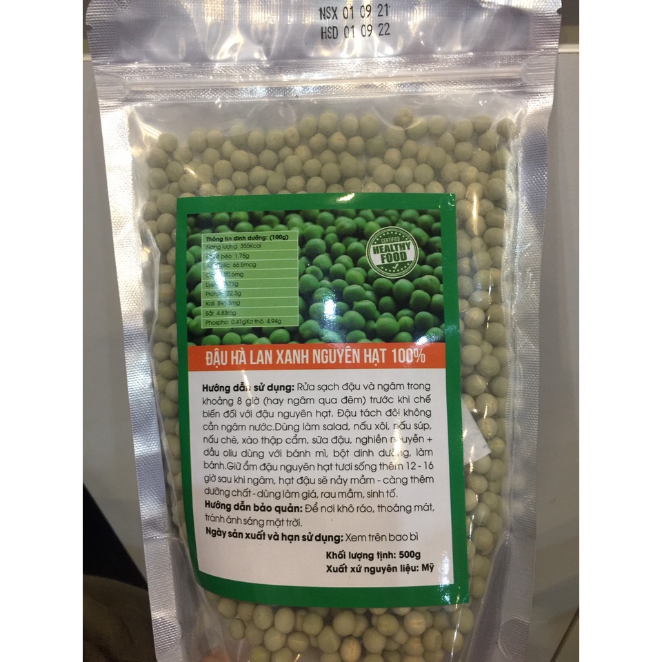 ĐẬU HÀ LAN XANH NGUYÊN HẠT 100% NHẬP KHẨU MỸ GÓI 500GRAM