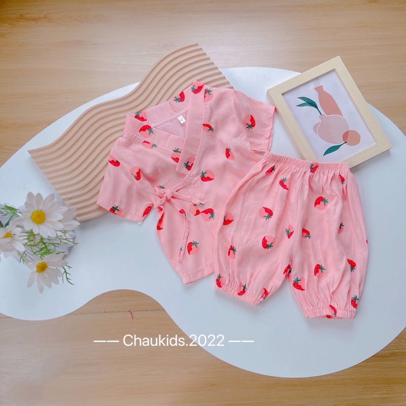 Bộ áo pizama dây cột kèm quần cho bé trai và bé gái - yukata nhật bản hàn quốc sơ sinh - áo quần trẻ em