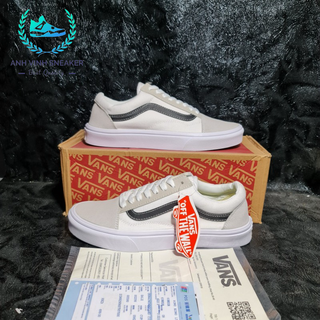Giày Vans Old Skool Trắng Sọc Đen White Black Nam Nữ