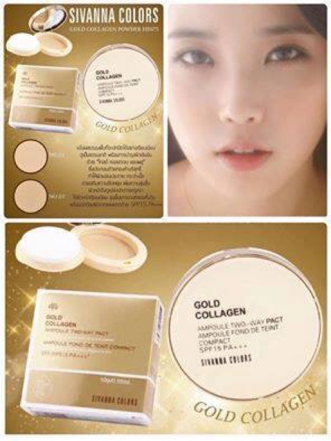 PHẤN NÉN SIÊU MỊN SIVANNA COLORS GOLD COLLAGEN NHẬP KHẨU CHÍNH HÃNG