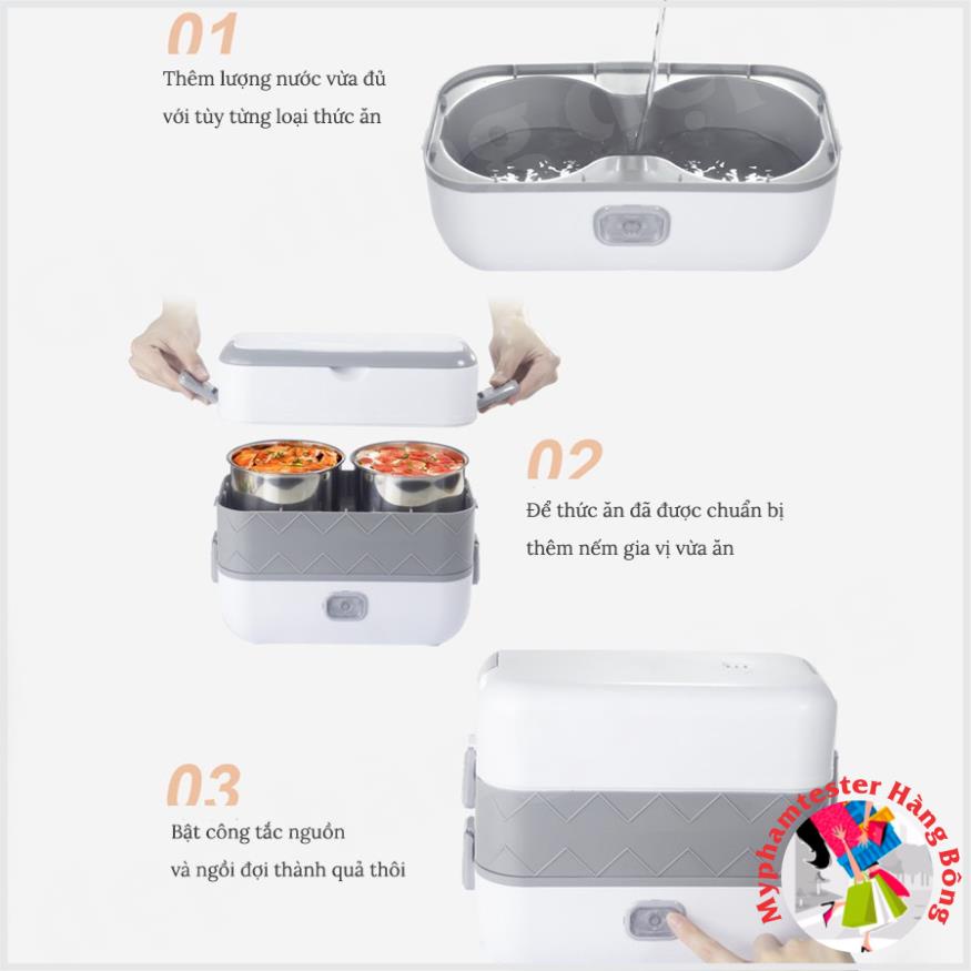 Hộp đựng cơm giữ nhiệt tự động nấu chín và hâm nóng thức ăn, đồ gia dụng thông minh tiện ích
