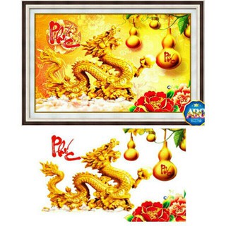 Tranh đính đá kim cương đa sắc abc rồng thiêng chúc phúc df268 chưa đính.