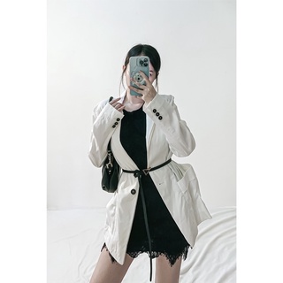 Vest blazer trắng tay 3 nút