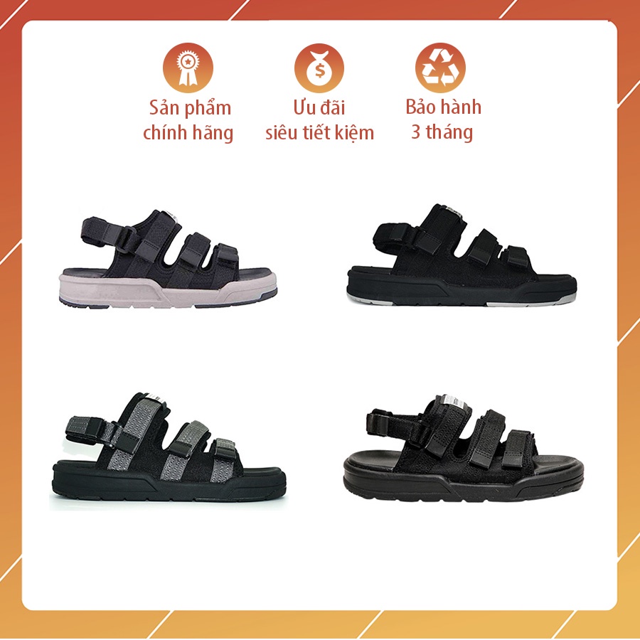 Sandal Vento 3 quai SD-1001 màu đen chính hãng, Dép quai sau tháo rời nam nữ đế bằng đi học, đi làm
