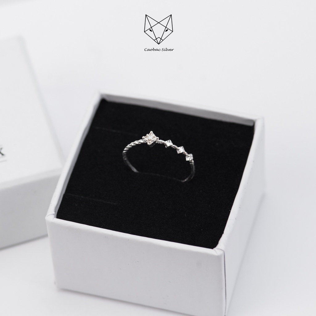 Nhẫn Bạc Ta S925 Cao Cấp CaoBac Silver Hoạ Tiết Kim Cương Nhân Tạo Mini Phong Cách Cá Tính Dành Tặng Riêng Cho Bạn Gái