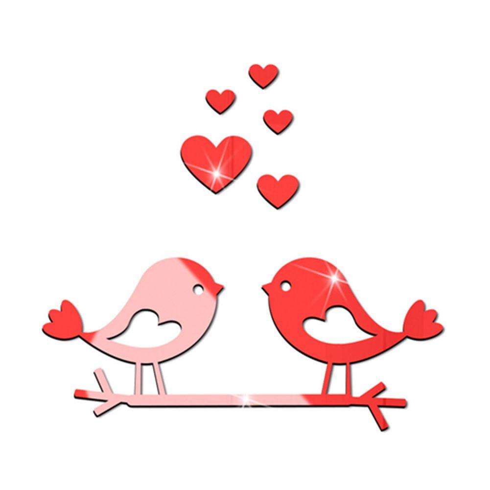 Gương Dán Tường Mini 3D DIY Hình Chú Chim Và Nhánh Cây Tráng Gương Có Thể Tháo Gỡ Được