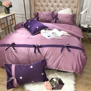 Trọn bộ chăn ga gối lụa Love (4 màu)