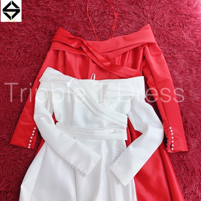 Đầm maxi mặc cưới nhẹ nhàng được 2 kiểu có kèm nơ đuôi dài TRIPBLE TD RES - size S/M/L - MS172Y