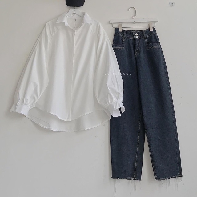 [Mã SKAMSALE8 giảm 10% đơn 200K] Áo sơ mi trắng trơn tay bồng | BigBuy360 - bigbuy360.vn