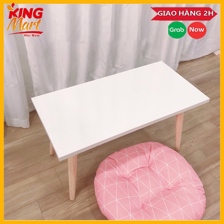 Bàn trà, Bàn Cafe, Bàn ngồi bệt size 60x40cm hình chữ nhật cao cấp màu trắng chân gỗ , sang trọng, hiện đại