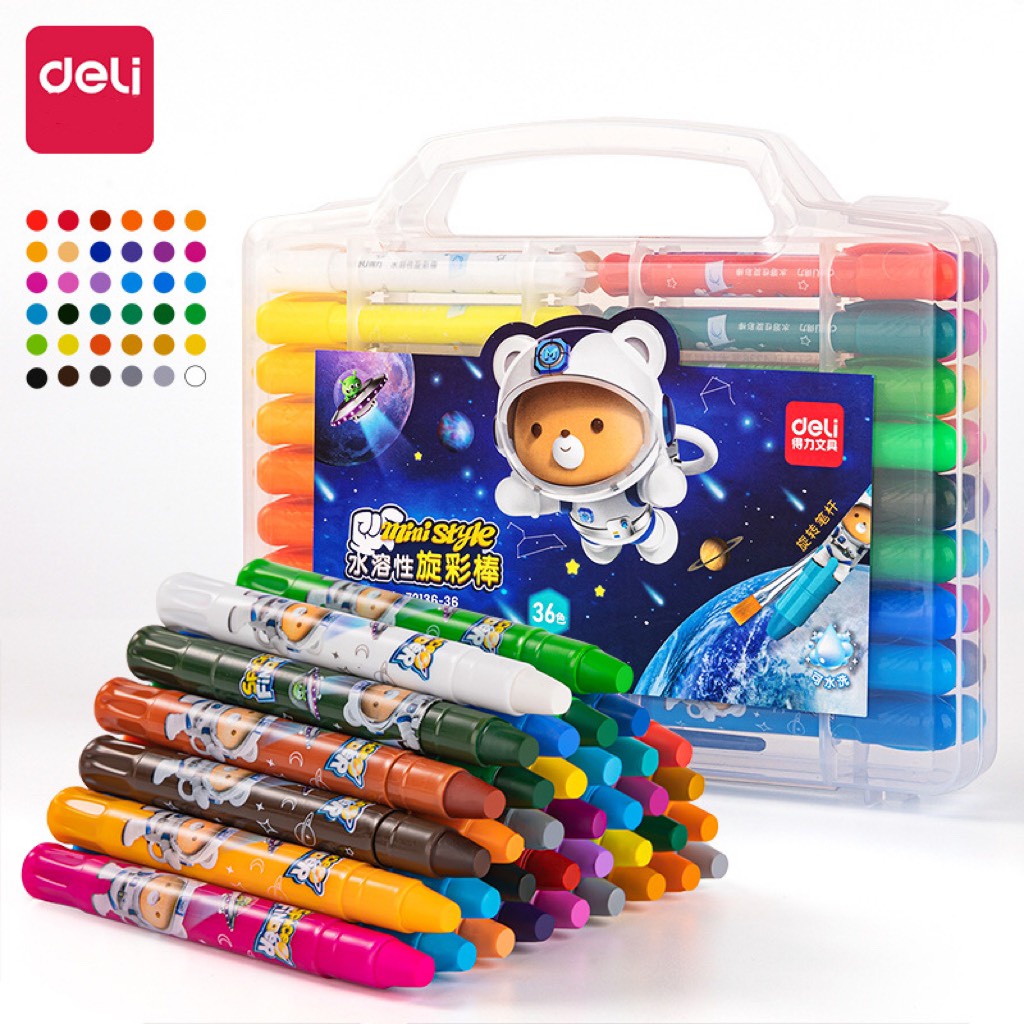 Bút sáp màu Deli kèm hộp nhựa