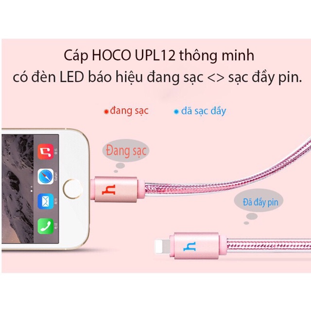 Cáp sạc Hoco UPL12 báo pin đầy chống đức - Sạc UPL12 cho Iphone chính hãng
