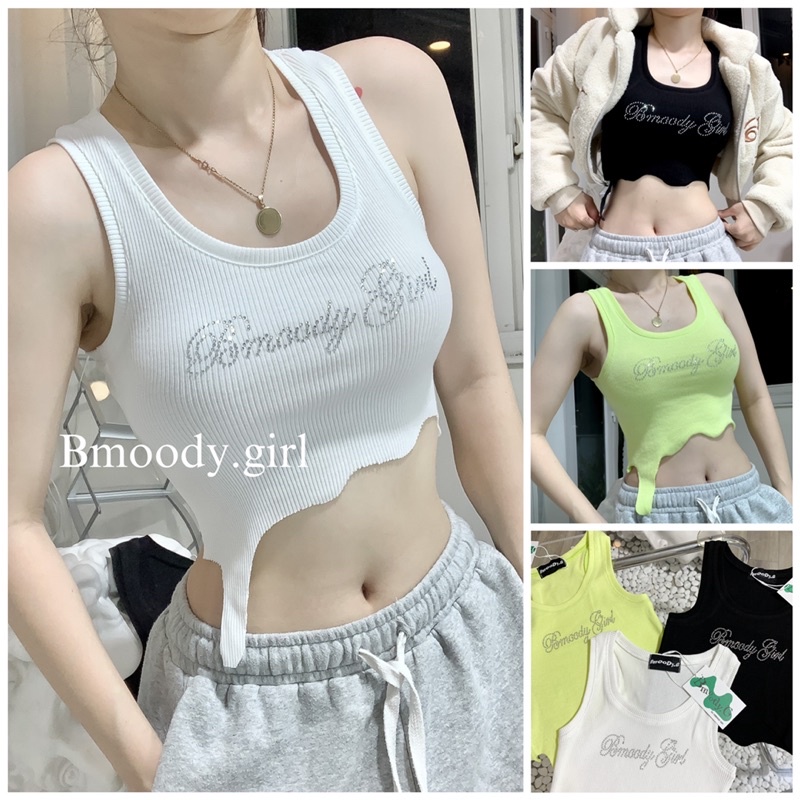Áo Croptop 2 dây “Bling Bling”———đính đá lấp lánh