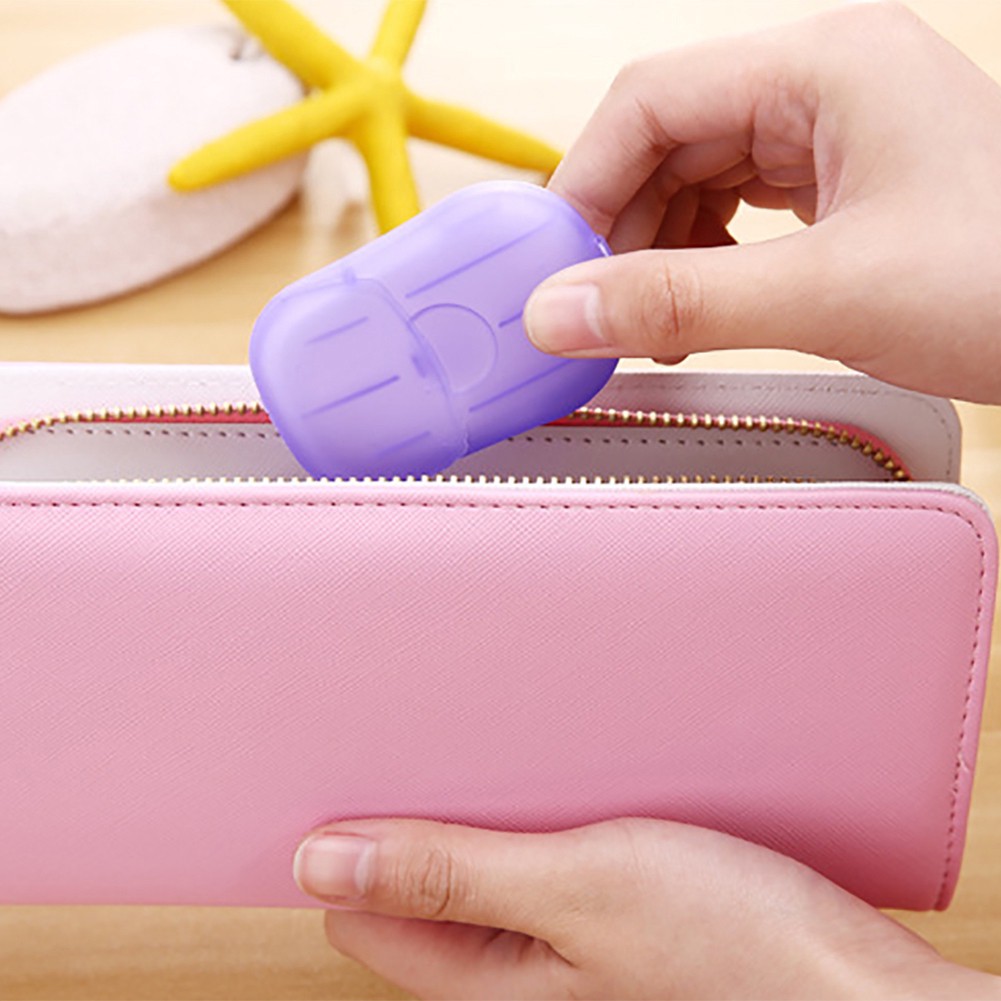 [Hàng mới về] Hộp 20 miếng xà phòng giấy rửa tay tiện dụng cho du lịch