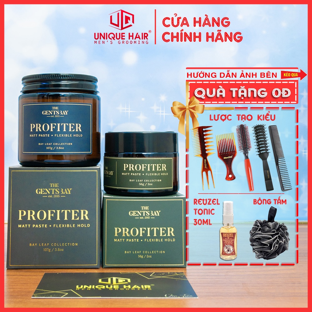 Sáp vuốt tóc The Gents Bay PROFITER - Matte Clay * Flexible Hold - 56gr - 107gr