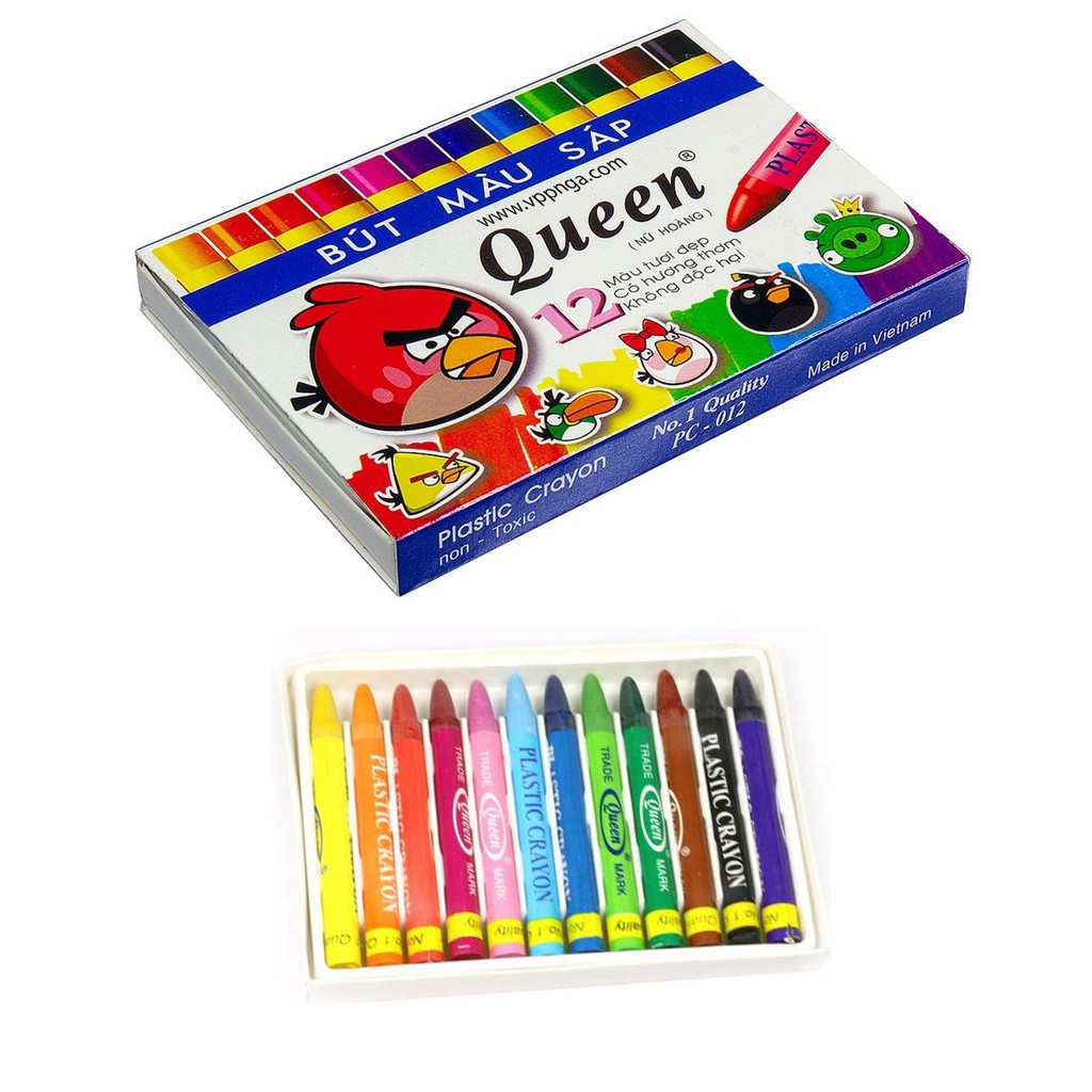 Màu sáp Queen cho bé 12 màu Angry Bird  - Shop Góc Học Tập