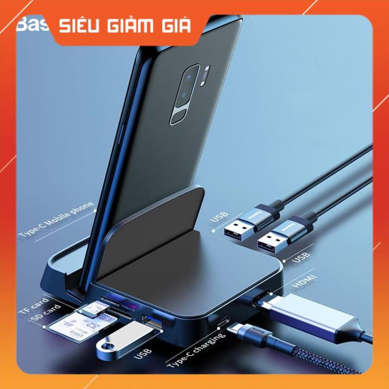Hub sạc Type-C 7 in 1 hiệu Baseus đa tính năng trang bị USB 2.0 / 3.0 , HDMI , SD / Micro SD - Hàng chính hãng