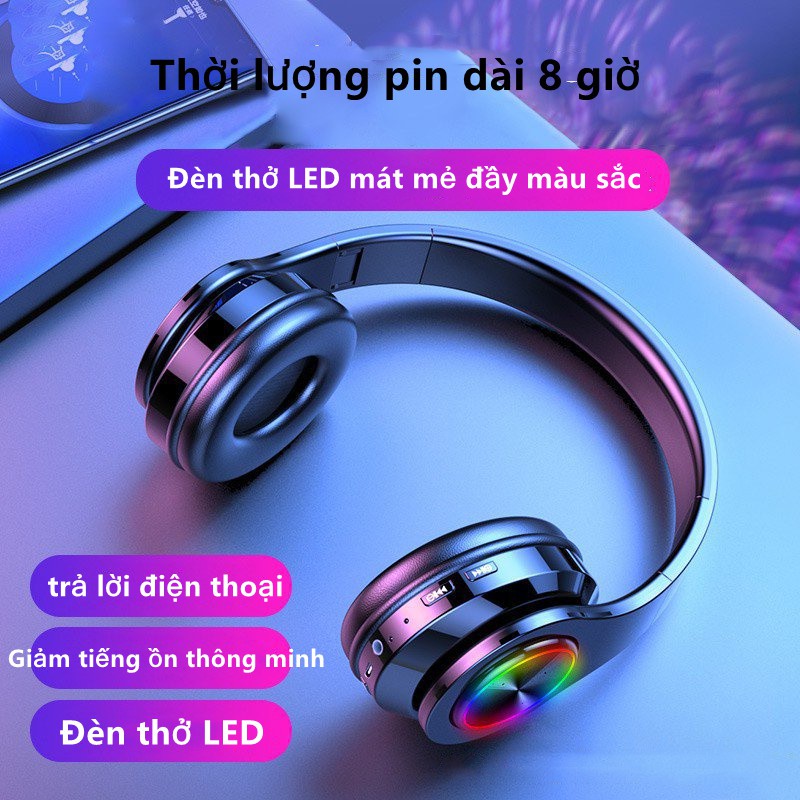 Tai nghe bluetooth không dây B39 / đèn led / với giắc cắm PC / thẻ tf cắm được / Bluetooth 5.0 / với hiệu ứng âm thanh siêu trầm / hiệu ứng giảm tiếng ồn tốt