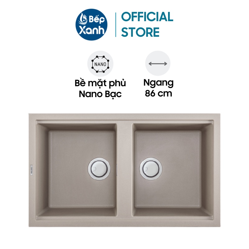 Chậu Rửa Chén Đá Malloca Tortora K-45043 (Màu Đất) - Ngang 86cm - Phủ Nano Bạc