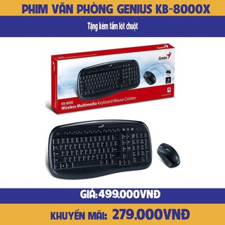Combo Bàn Phím + Chuột Không Dây Genius KB-8000X + Tặng kèm tấm lót chuột