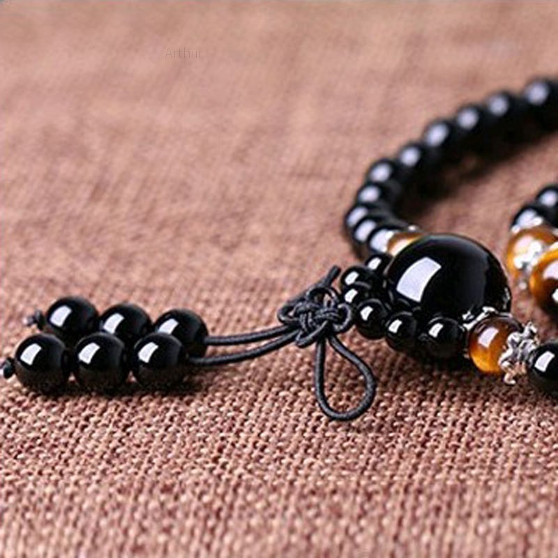 Chuỗi hạt 108 hạt bằng đá Obsidian cỡ 6mm | BigBuy360 - bigbuy360.vn