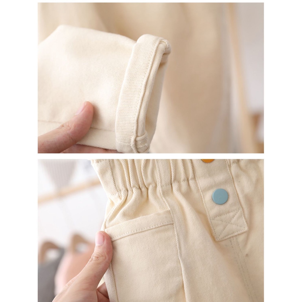 Quần Yếm Lưng Cao Thời Trang Xuân Thu Cho Bé Gái