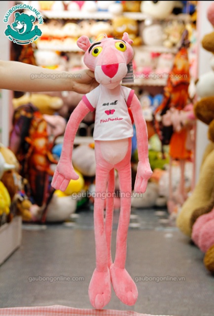 Gấu bông báo hồng Pink Panther chất nhung mịn