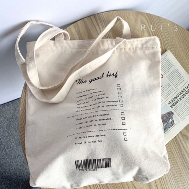 Túi tote the good life (màu kem vintage)