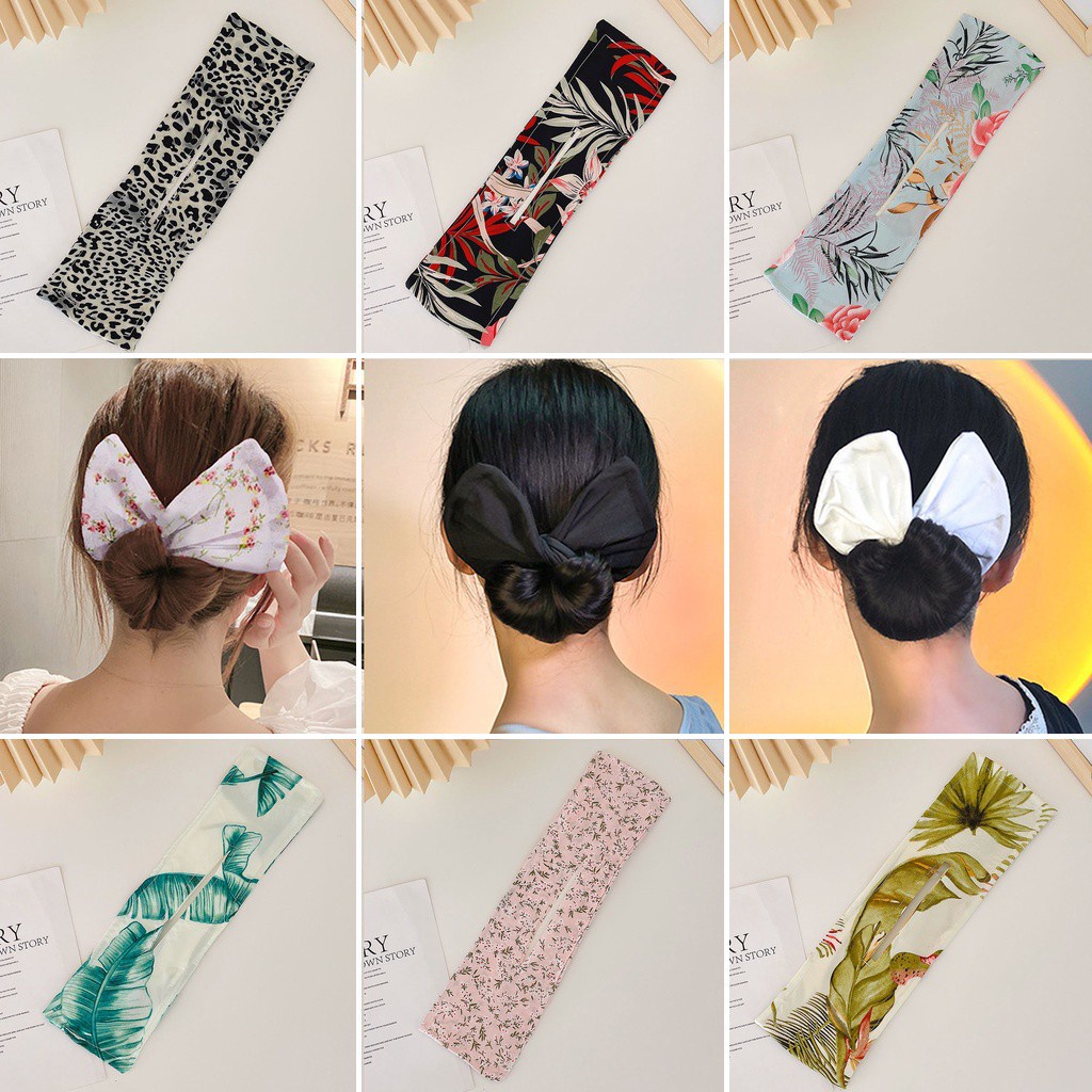 Kẹp tóc hình nơ in họa tiết thời trang Hàn Quốc