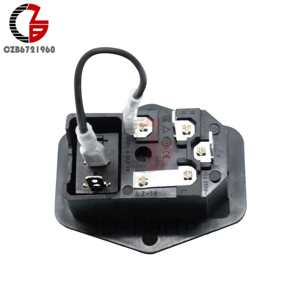 3 in 1 Push Toggle Switch Socket Plug Fuse On-Off Switch 3 Terminal AC Power Socket with Rocker Switch Fuse Holder Connector