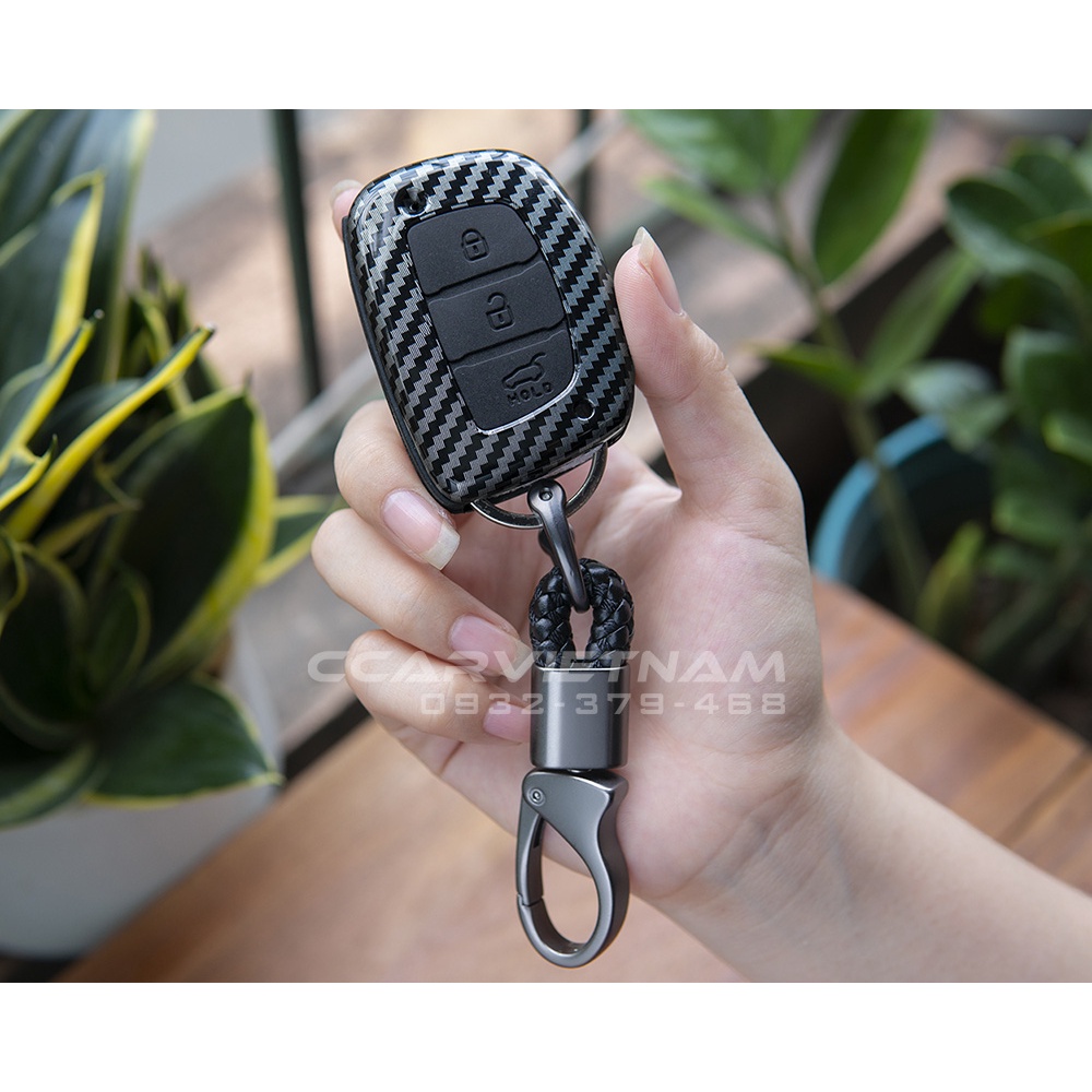 [Ảnh Thật] Ốp Chìa Khoá Ô Tô Hyundai Tucson/Elantra/Grand i10 - Bọc Khóa Vân Cacbon Cao Cấp Hàng Loại I - Ccar Vietnam