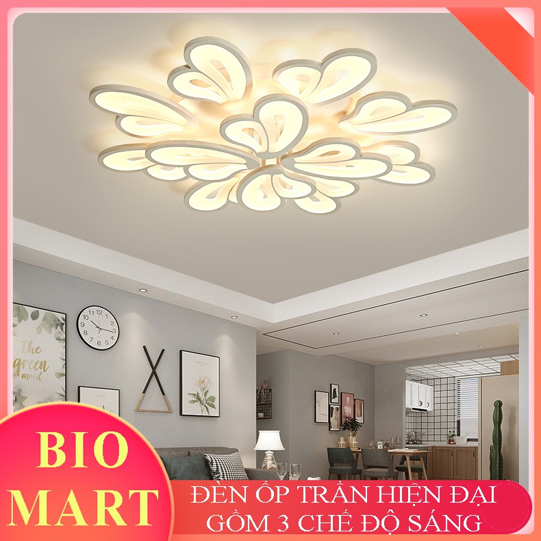 Đèn Ốp Trần Trang Trí – Đèn Âm Trần Trang Trí Phòng Khách, Gồm 3 Chế Độ Ánh Sáng, Có Điều Khiển Từ Xa Tiện Dụng – BIO143
