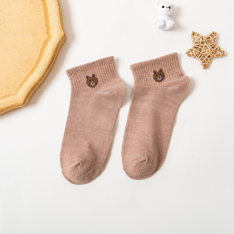 Tất Nữ Cổ Ngắn Phong Cách Hàn Quốc Họa Tiết Dễ Thương, Cute, Đáng Yêu Dễ Phối Đồ Họa Tiết Gấu Cute