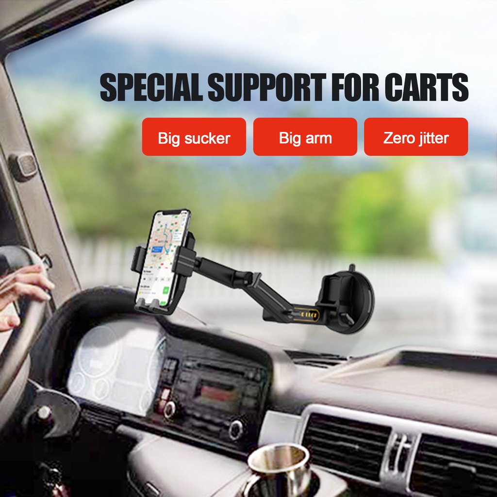 Giá Đỡ Điện Thoại Có Giác Hút Tay Dài Tùy Chỉnh Độ Cao Thông Dụng Cho Xe Tải/Xe Tải