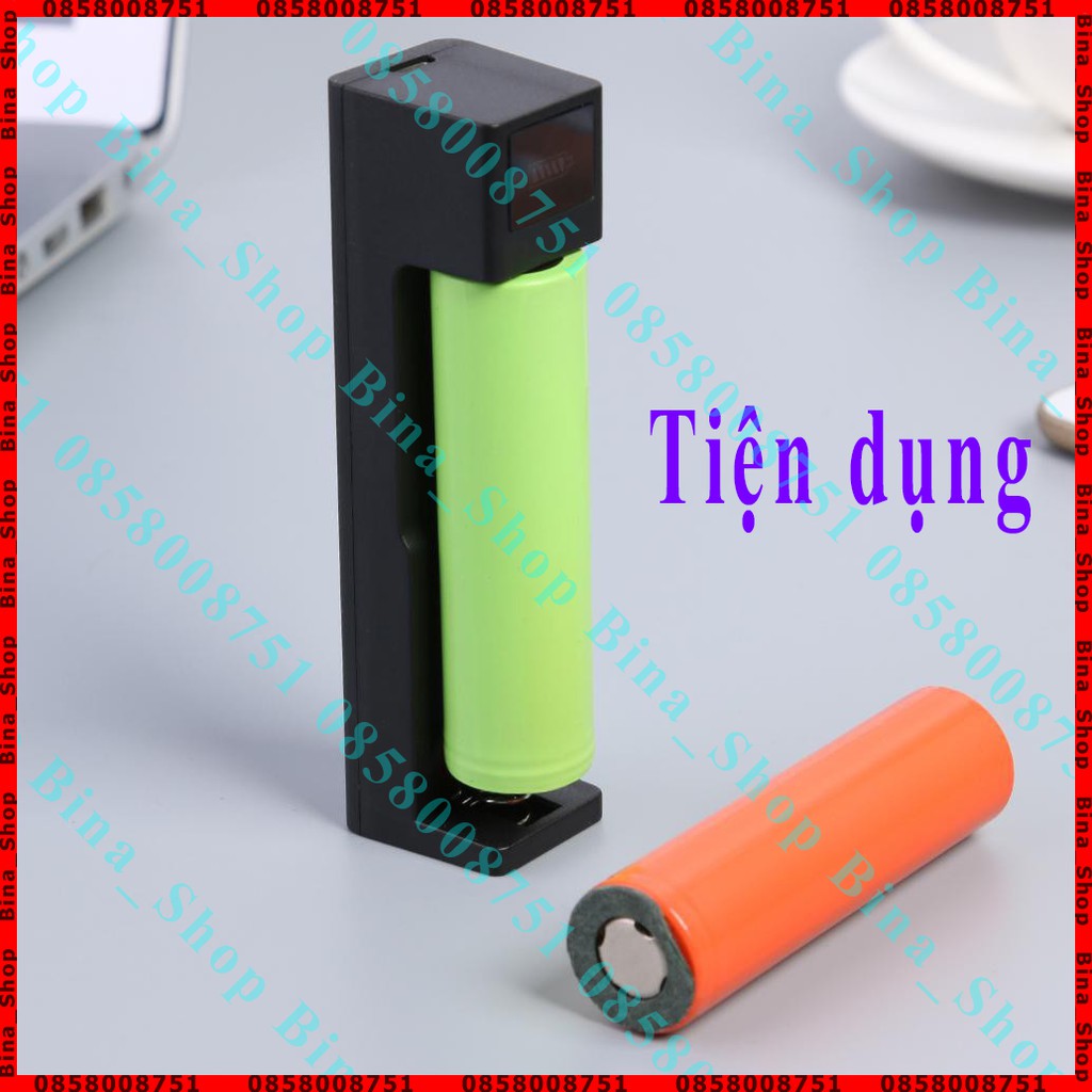 Bộ sạc pin 18650 1 khe tự ngắt khi đầy Box sạc 1 cell pin tiện dụng (Cáp sạc mua riêng)