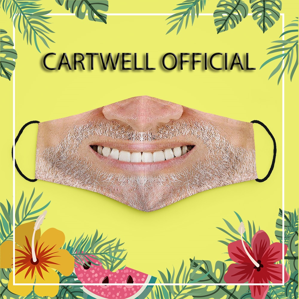 Khẩu trang vải mặc cười dị mặc người dễ thương hề mặt người 39 CARTWELL dày 2 lớp dành cho nam nữ ngăn bụi mịn thời tran