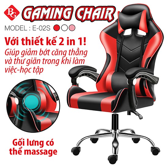 BG Ghế chơi game cao cấp dành cho game thủ model mới E-02S WHITE