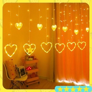 (RẺ VÔ ĐỊCH) Đèn led thả rèm hình trái tim trang trí ban công, nhà cửa