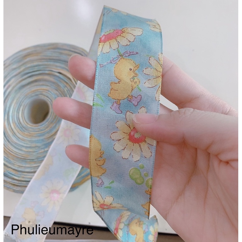 Ruy băng lụa hình vịt và hoa 3,6cm (ribbon)