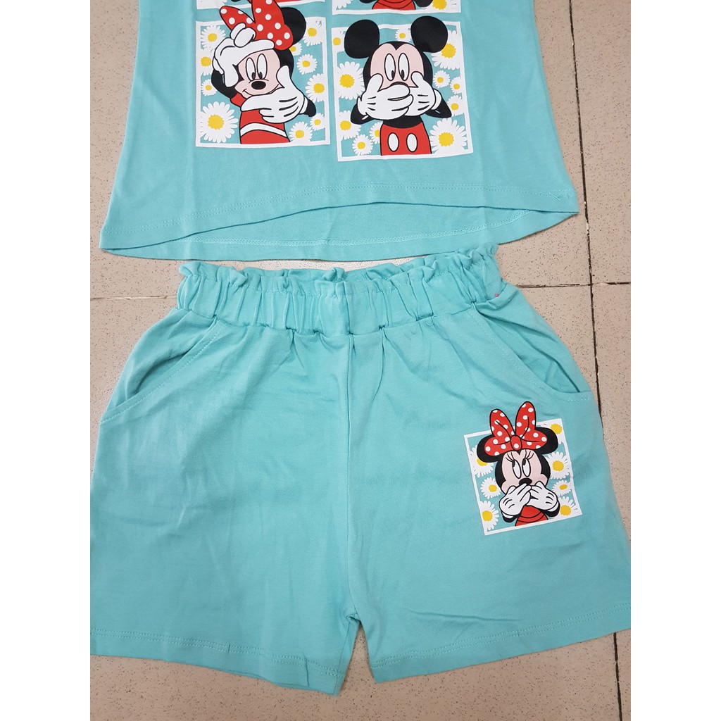 Bộ thun cotton tay cánh tiên mickey bé gái size đại cồ