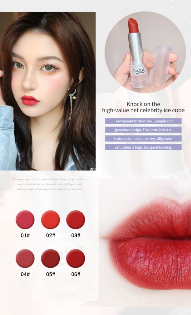[Hàng mới về] Son lì dưỡng ẩm Kiss Beauty 6 màu tùy chọn lâu trôi | BigBuy360 - bigbuy360.vn