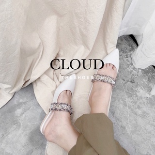 Giày bệt trắng dây ngọc hồng