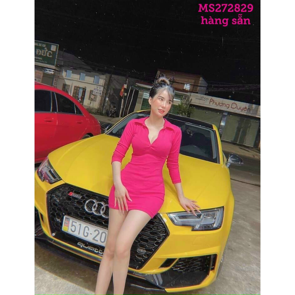 Đầm body cổ trụ tay dài trơn xin xinh , chất thun bozip mềm mịn