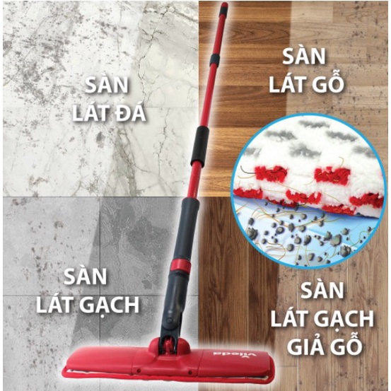 Cây lau nhà tự vắt thông minh VILEDA UltraMax Easy Twist, đầu lau hình chữ nhật, vắt nước tiện lợi - TSU152115