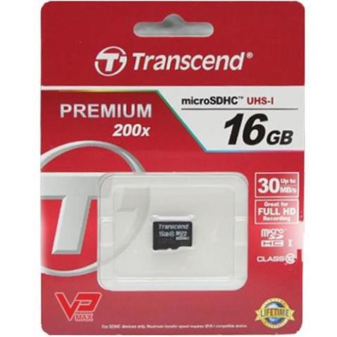 Xả kho - Thẻ nhớ Micro SD 16gb Transcend Premium bảo hành trọn đời - CLTA